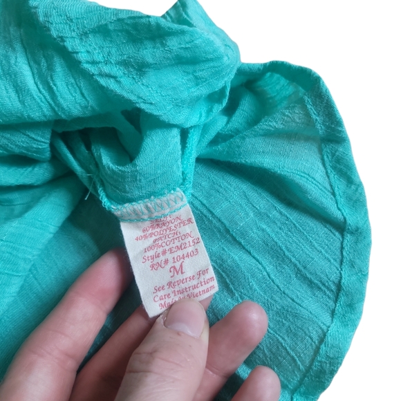EM Womens Seafoam Cap Sleeve Crochet Top Size M - Picture 3 of 5
